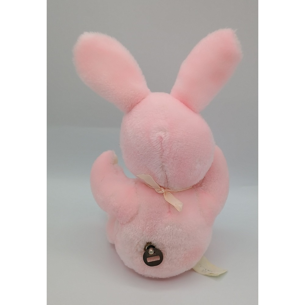 10" Knickerbocker Pink Musical Baby Bunny Rabbit B1 - Picture 3 of 6